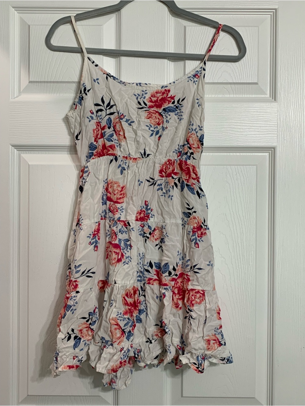 Cotton On White Mini Dress with Pink & Blue Floral Print